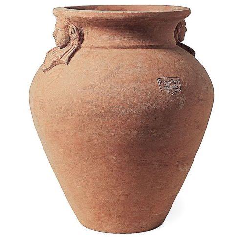 Impruneta Terracotta, Orcio Etrusco con Maschere, Etruskischer Krug mit  Masken