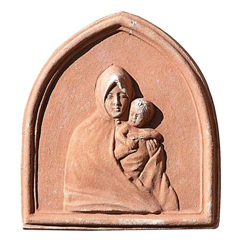Impruneta Terracotta, Madonna nel Manto, Wandbild Madonna mit Mantel, Dekoration, Relief