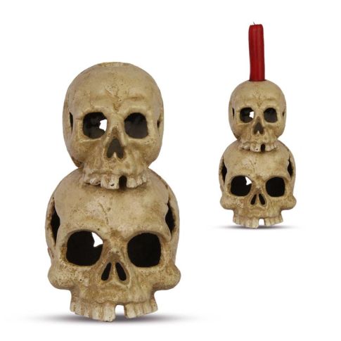 Gusseisen-Kerzenhalter doppelter Schädel, A CAST IRON DOUBLE SKULL CANDLE HOLDER (1 Stück)