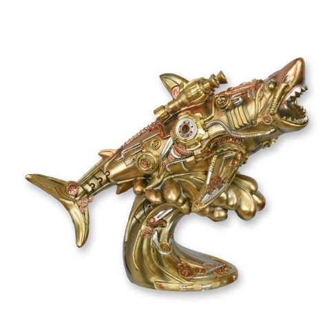Steampunkfigur Weißer Hai - H. 28,1 cm - Polyresin