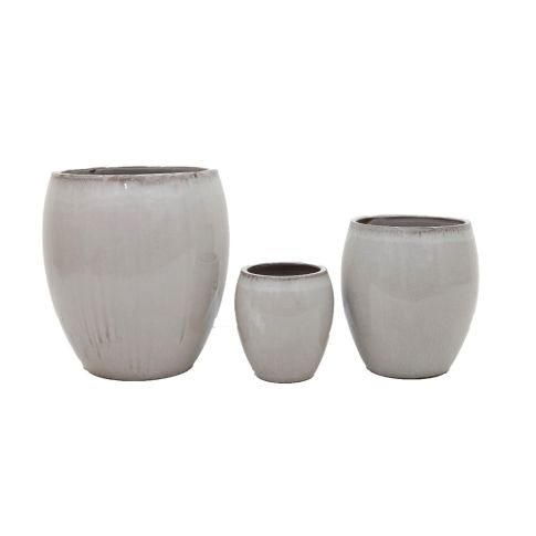 Pflanzvase Home & Garden, glasiert, schlicht, rund, Farbe Cappuccino