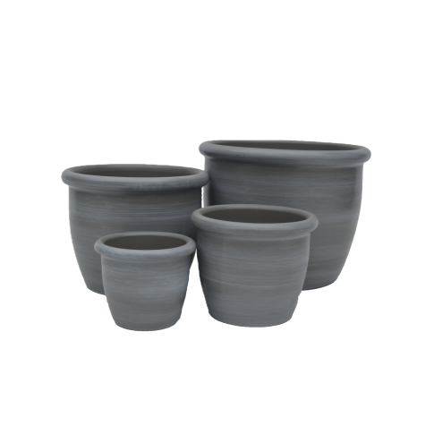 Blumentöpfe Painted Cloudy grey - rund - grau - 4 Größen