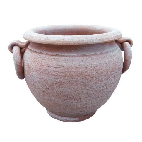 Galestro Terracotta, Cachepot con anelli, runder Pflanztopf, Blumentopf, Vase
