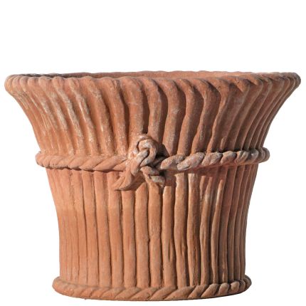 Impruneta Terracotta, Vaso Bambu con Fiocco, verzierter Pflanztopf, Vase, Blumenschale