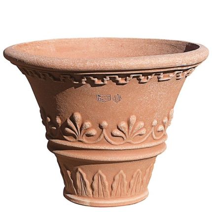 Impruneta Terracotta, Vaso con Greca e Palmette, runder Pflanztopf, Blumentopf, Vase