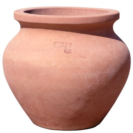 Impruneta Terracotta, Cache pot liscio con collo, Blumentopf, rund, schlicht, grau, Terracottatopf