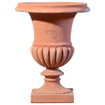 Impruneta Terracotta, Alzata medicea liscia, Pokal, verziert, Terracottapokal, Pflanzpokal