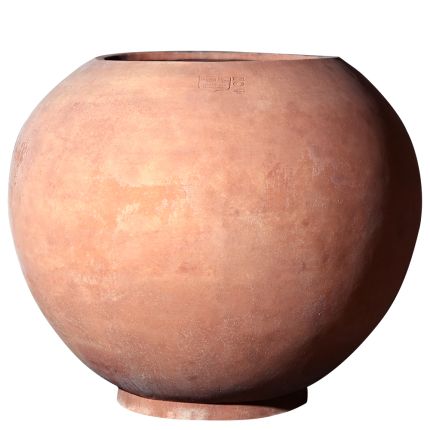 Impruneta Terracotta, Marte, Kugelvase, Blumentopf, rund, schlicht, grau, Terracottatopf