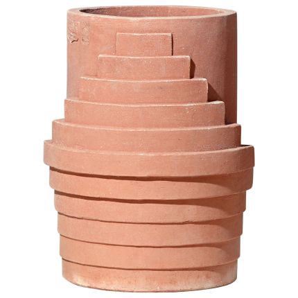 Impruneta Terracotta, Penrose Stairs, Pflanztopf, rund, modern, Stufendekor, Terracottatopf