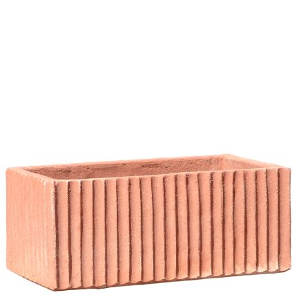 Impruneta Terracotta, Cassetta righe verticali, Pflanzgefäß, rechteckig, verziert, Streifendekor, Terracottatopf, Rechtecktopf, Pflanzstein