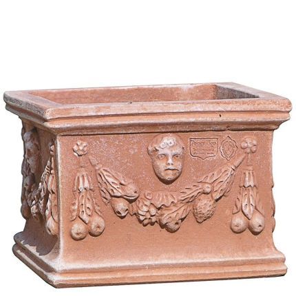 Impruneta Terracotta, Cassetta con angelo, Blumengefäß