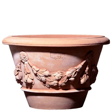 Impruneta Terracotta, Vaso con festone continuo, Pflanztopf, verziert