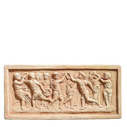 Impruneta Terracotta, Pannello "Bassorilievo con Putti", Wandbild tanzende Engel, Dekoration, Relief