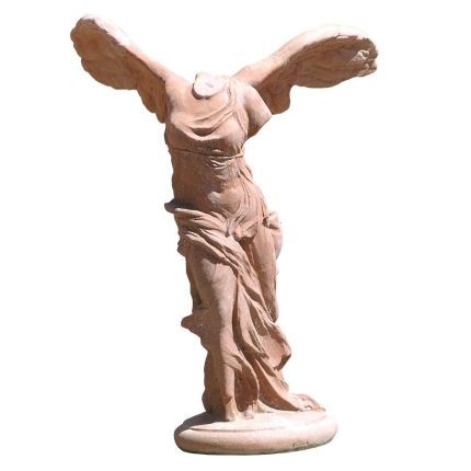 Impruneta Terracotta, Nike di Samotracia con Ali Montate, Statue, Engelfigur, Gartendekoration