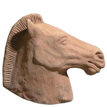 Impruneta Terracotta, Cavallo DX, Wandbild Pferdekopf, Dekoration, Relief