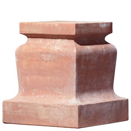 Impruneta Terracotta, Base quadrata modanata, Basis, Sockel, schlicht, grau