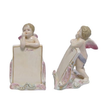 2er-Set Porzellanfiguren für Menükarten, A PAIR OF PORCELAIN MENU STANDS