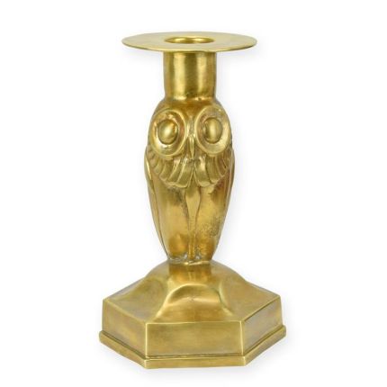 Art-Deco-Eulenkerzenhalter aus Bronze
