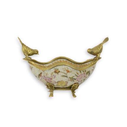 Porzellan-Schale mit Bronzeanteilen, A BRONZE MOUNTED PORCELAIN TRAY