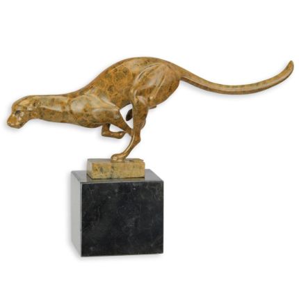 Bronzetierfigur Puma, A BRONZE SCULPTURE OF A RUNNING COUGAR