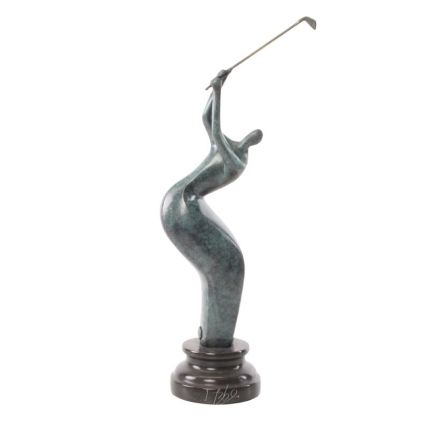 Moderne Bronzefigur Golfer, Sportlerfigur, A MODERNIST BRONZE SCULPTURE OF A GOLFER