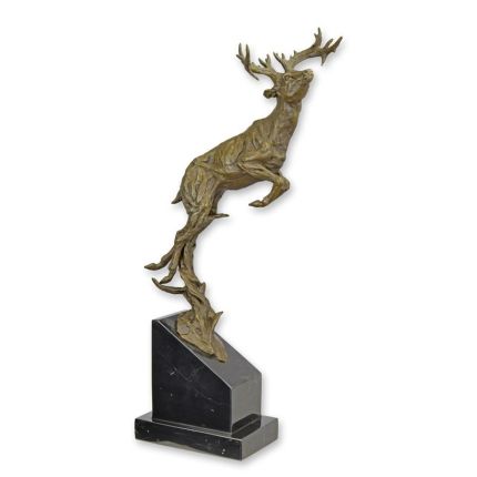 Bronzefigur springender Hirsch, A BRONZE SCULPTURE OF A JUMPING DEER