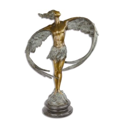 Moderne Bronzefigur geflügelter Mann, A MODERNIST BRONZE SCULPTURE OF A WINGED MAN