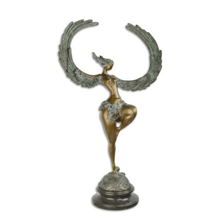 Moderne Bronzefigur geflügelte Frau, A MODERNIST BRONZE SCULPTURE OF A WINGED WOMAN