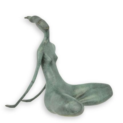 Moderne Bronzefigur Frau, Frauenfigur, A MODERNIST BRONZE SCULPTURE OF A SITTING FEMALE NUDE