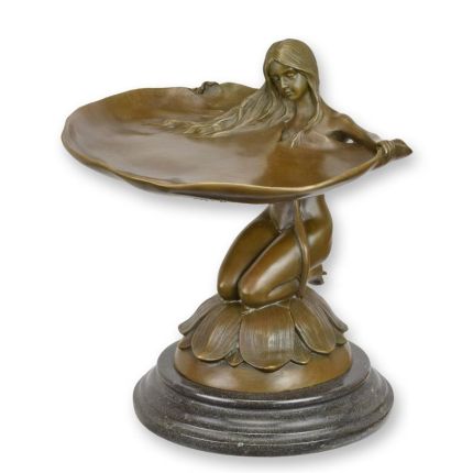 Kartentablett aus Bronze mit Frauenfigur - Höhe 22,9 cm - Dekorationsfigur