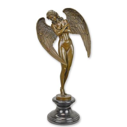 Bronzefigur nackter Engel, Frauenfigur, A BRONZE SCULPTURE OF THE WINGED NIGHT