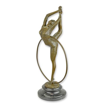 Bronzefigur Reifentänzerin, A BRONZE SCULPTURE OF A HOOP DANCER