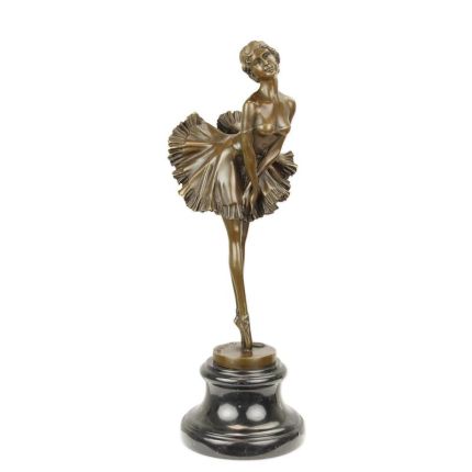 Bronzefigur Ballerina, A BRONZE SCULPTURE OF A LADY IN DRESS