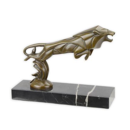 Bronzefigur springender Löwe als Auto-Maskottchen, A BRONZE CAR MASCOT OF A LEAPING LION