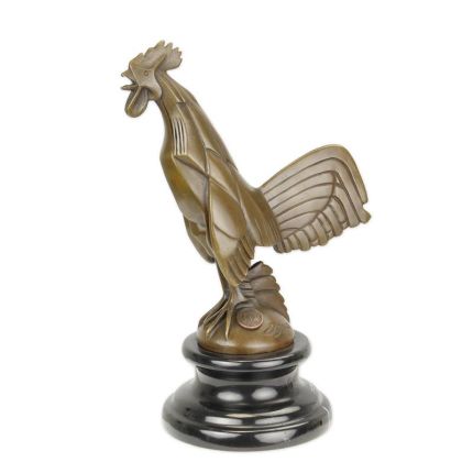 Bronzefigur Hahn als Auto-Maskottchen, A BRONZE CAR MASCOT OF A ROOSTER