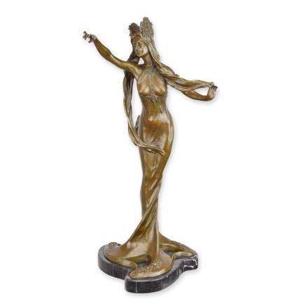 Jugendstil-Bronzefigur Tänzerin, Frauenfigur, AN ART NOUVEAU BRONZE SCULPTURE OF A LADY