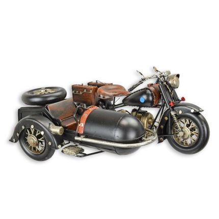 Miniaturmodell Motorrad mit Beiwagen, Zinnblech, A TIN MODEL OF A MOTORCYCLE WITH SIDECAR