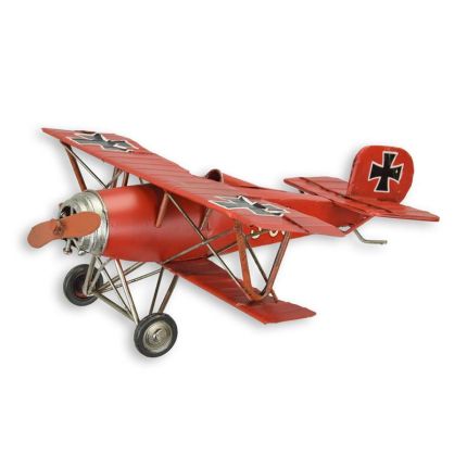 Miniaturmodell Doppeldeckerflugzeug "Roter Baron", Zinnblech, A TIN MODEL OF THE RED BARON BIPLANE