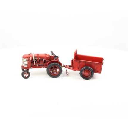 Blechmodel Miniatur-Traktor mit Anhäner, A TIN MODEL OF A TRACTOR WITH TRAILER