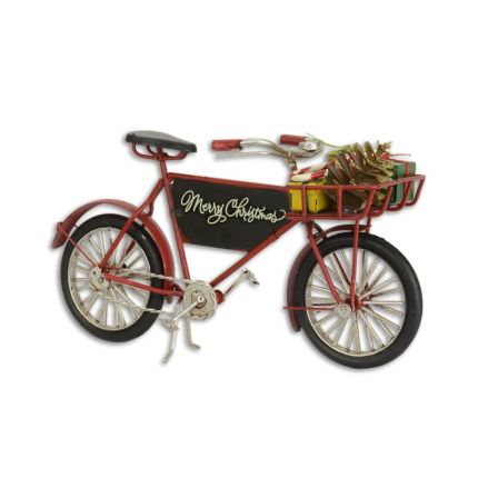 Blechmodel Miniatur-Weihnachtsfahrrad, A TIN MODEL OF A BICYCLE IN CHRISTMAS STYLE