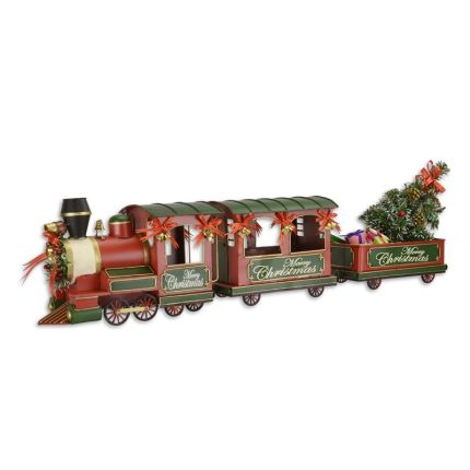 Blechmodel Miniatur-Weihnachtszug, A TIN MODEL OF A CHRISTMAS LOCOMOTIVE WITH 2 WAGONS