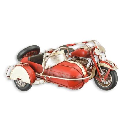 Blechmodel Miniatur-Motorrad mit Seitenwagen, A TIN MODEL OF A MOTORCYCLE WITH SIDE CAR