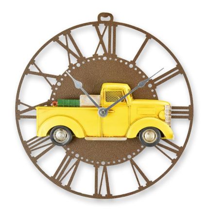 Wanduhr mit Pick-up-Truck aus Metall, A METAL WALL CLOCK WITH PICK UP TRUCK