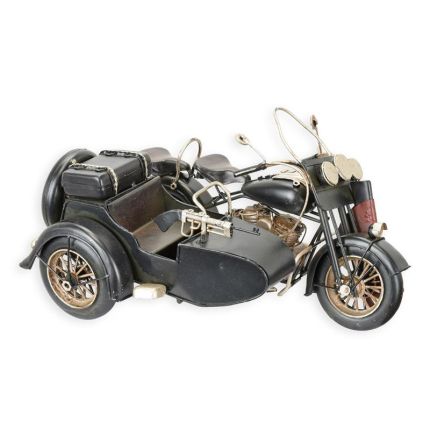 Blechmodel Motorrad mit Seitenwagen, Miniatur, A TIN MODEL OF A MILITARY MOTORCYLE WITH SIDECAR