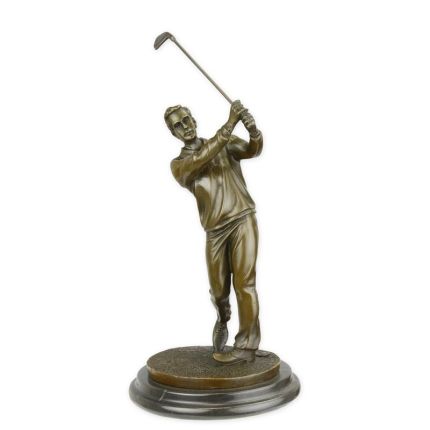 Bronzefigur Golfer, A BRONZE SCULPTURE OF A GOLFER