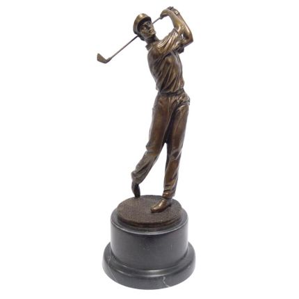 Bronzefigur männlicher Golfspieler, A BRONZE SCULPTURE OF A GOLFER