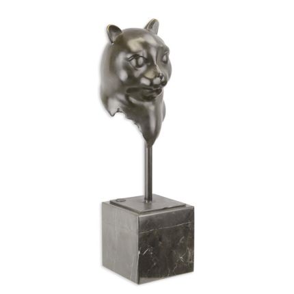 Bronzefigur Katzenkopf, A BRONZE SCULPTURE OF A CATS HEAD