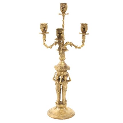 2er-Set 4-flammiger Kerzenleuchter aus Bronze, goldfarben, A PAIR OF FOUR LIGHT GILT BRONZE CANDELABRA