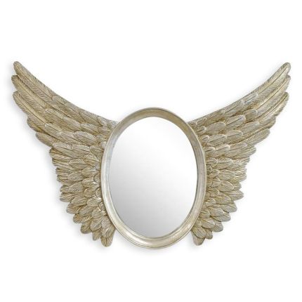 Ovaler Spiegel mit Flügeln aus Polyresin, A RESIN WINGED MIRROR