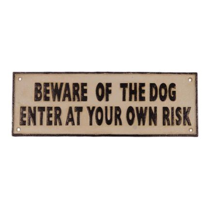 Gusseisenschild, A CAST IRON "BEWARE OF THE DOG ENTER AT YOUR OWN RISK" PLAQUE